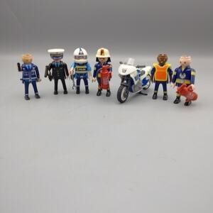 Playmobil Ambulance Police Car Figure Medic First Responders Motorcycle Toy Lot